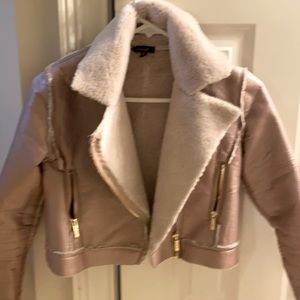 Faux  shearling jacket size 10 in rose gold